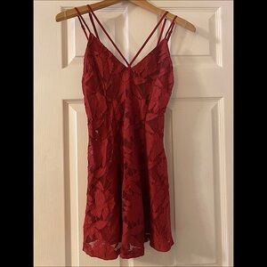 Red Lace Strappy Dress, Forever 21, Like New, Small